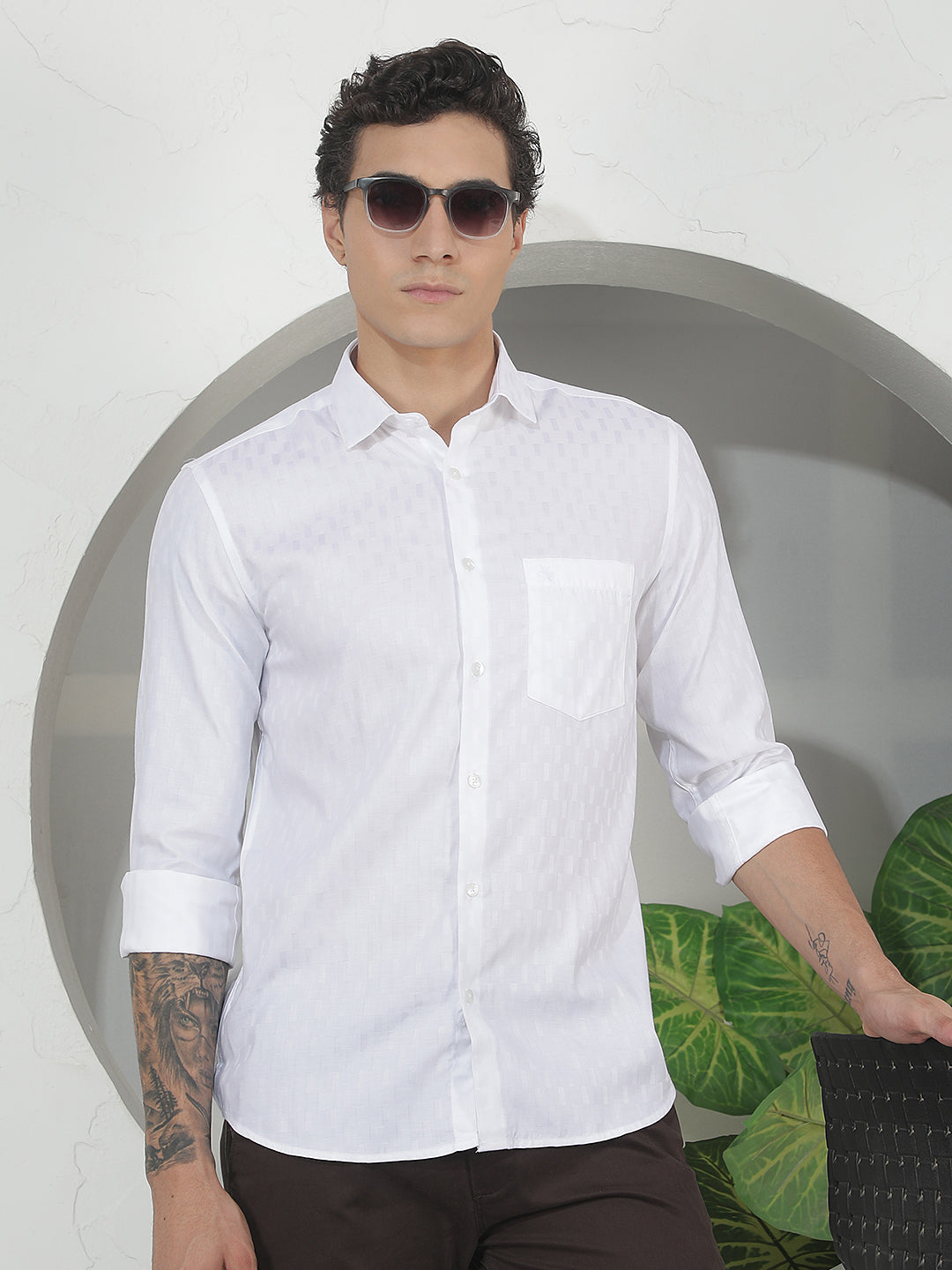 Tailored Breeze White Jacquard Shirt