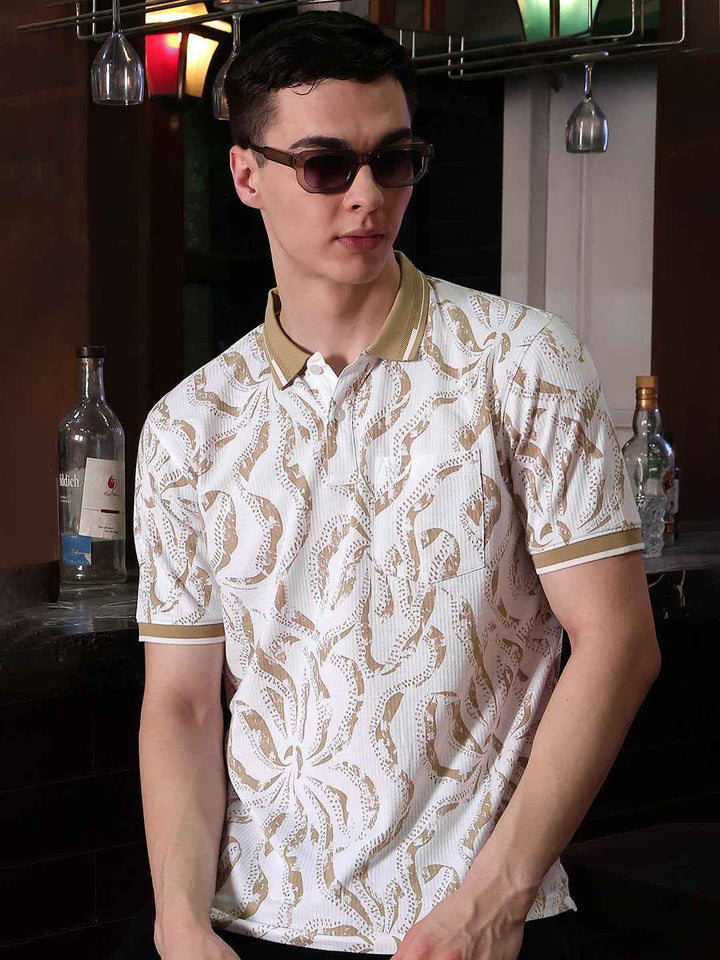 Beige Abstract Print T-Shirt