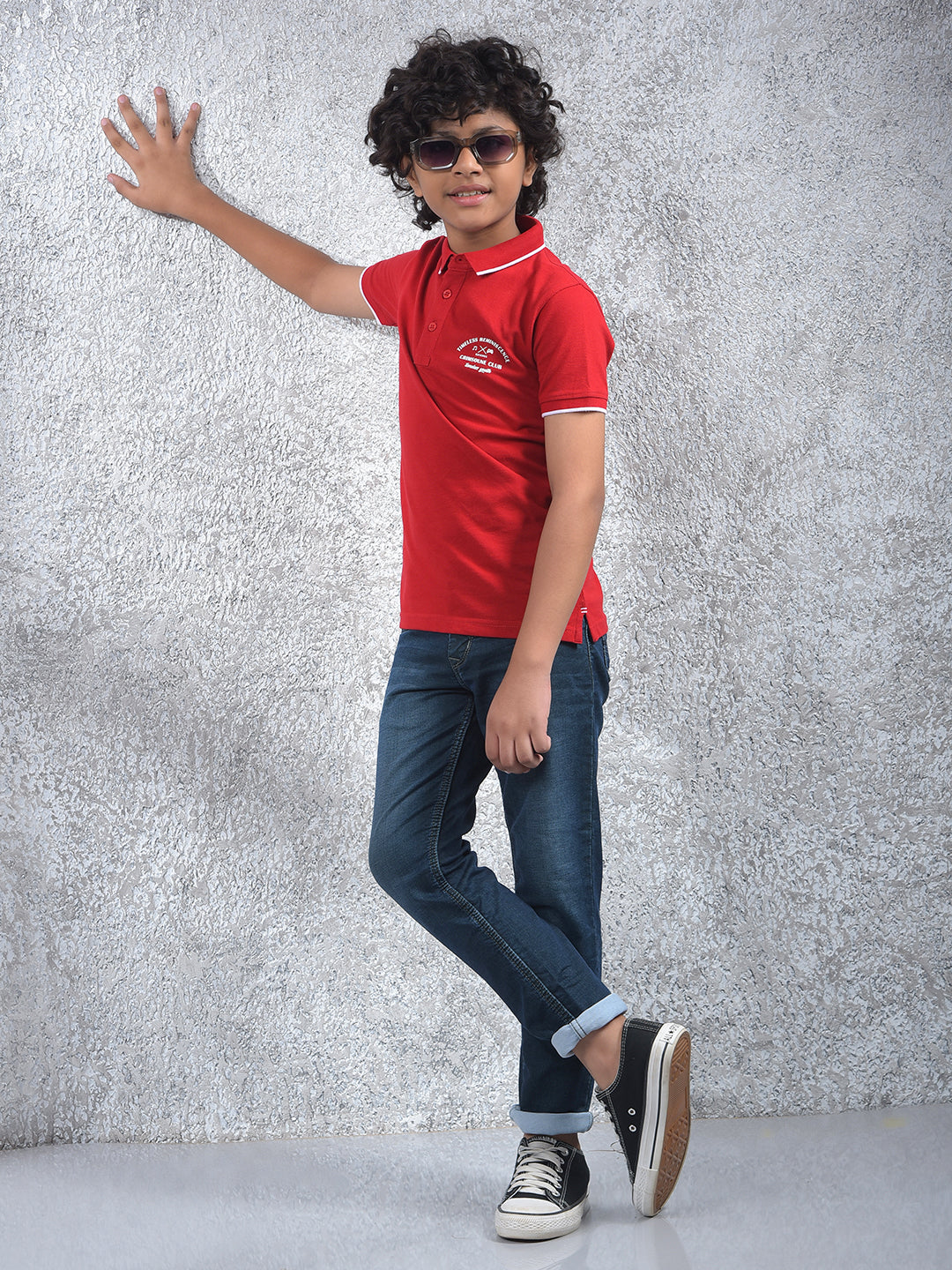 Pure Current Red Polo Neck T-Shirt