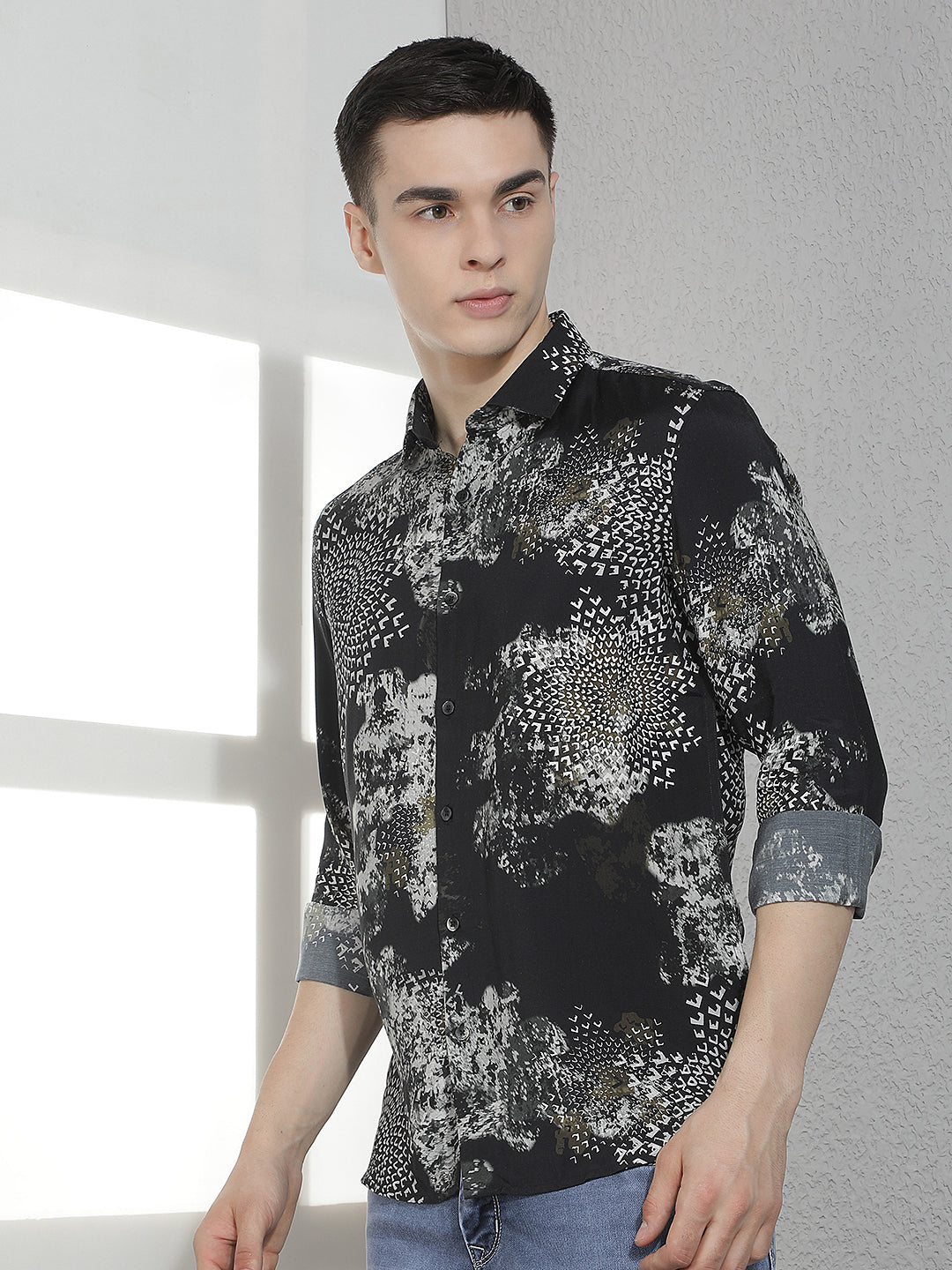Black Printed Modal Shirt