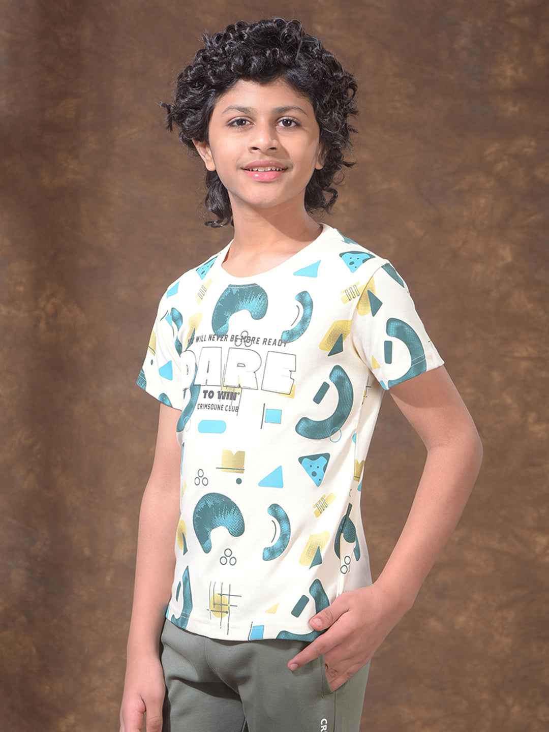 Cream Typographic Print T-Shirt