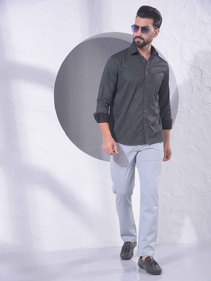 Black Abstract Print Modal Shirt