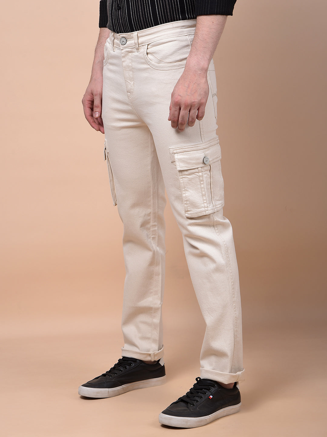 Beige Straight Cargo Jeans