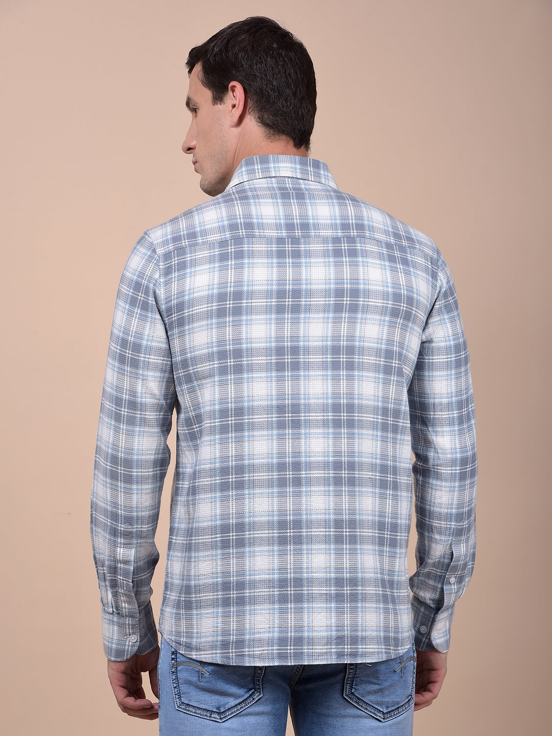 Blue Checked 100% Cotton Shirt
