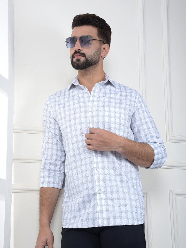 Grey Checked 100% Cotton Shirt