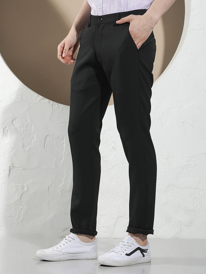 Black Casual Style Printed Trousers
