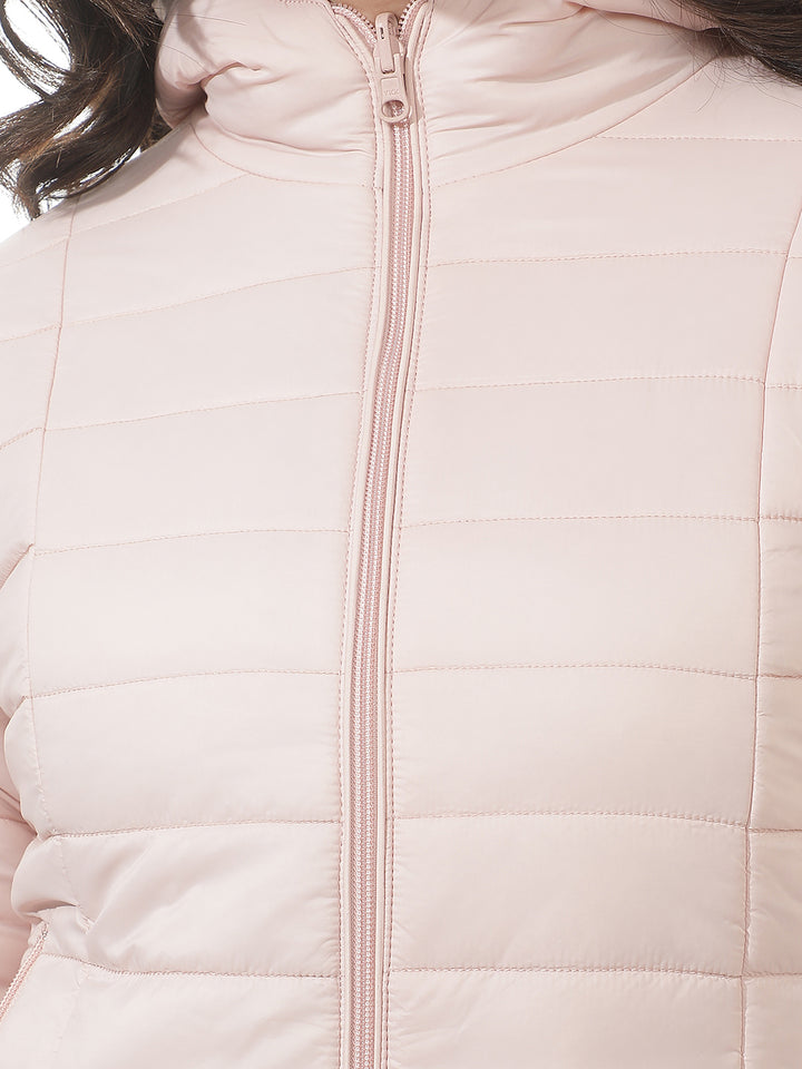 Pink Hooded Puffer Reversible Jacket