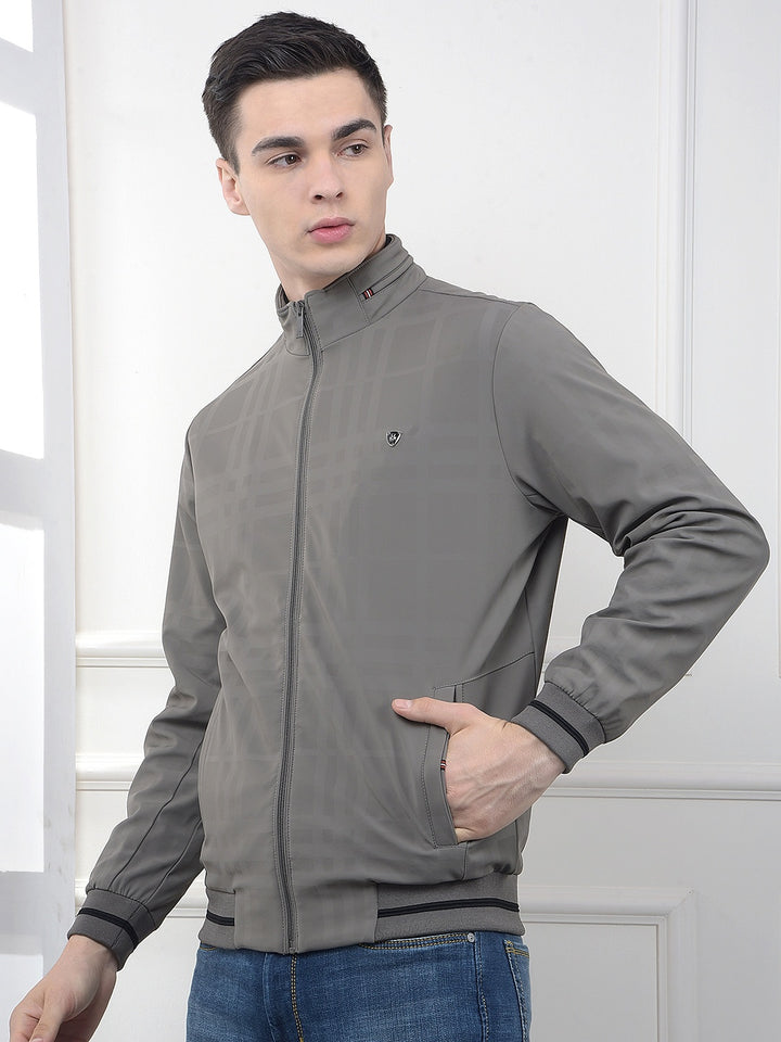Beige Checked Puffer Jacket