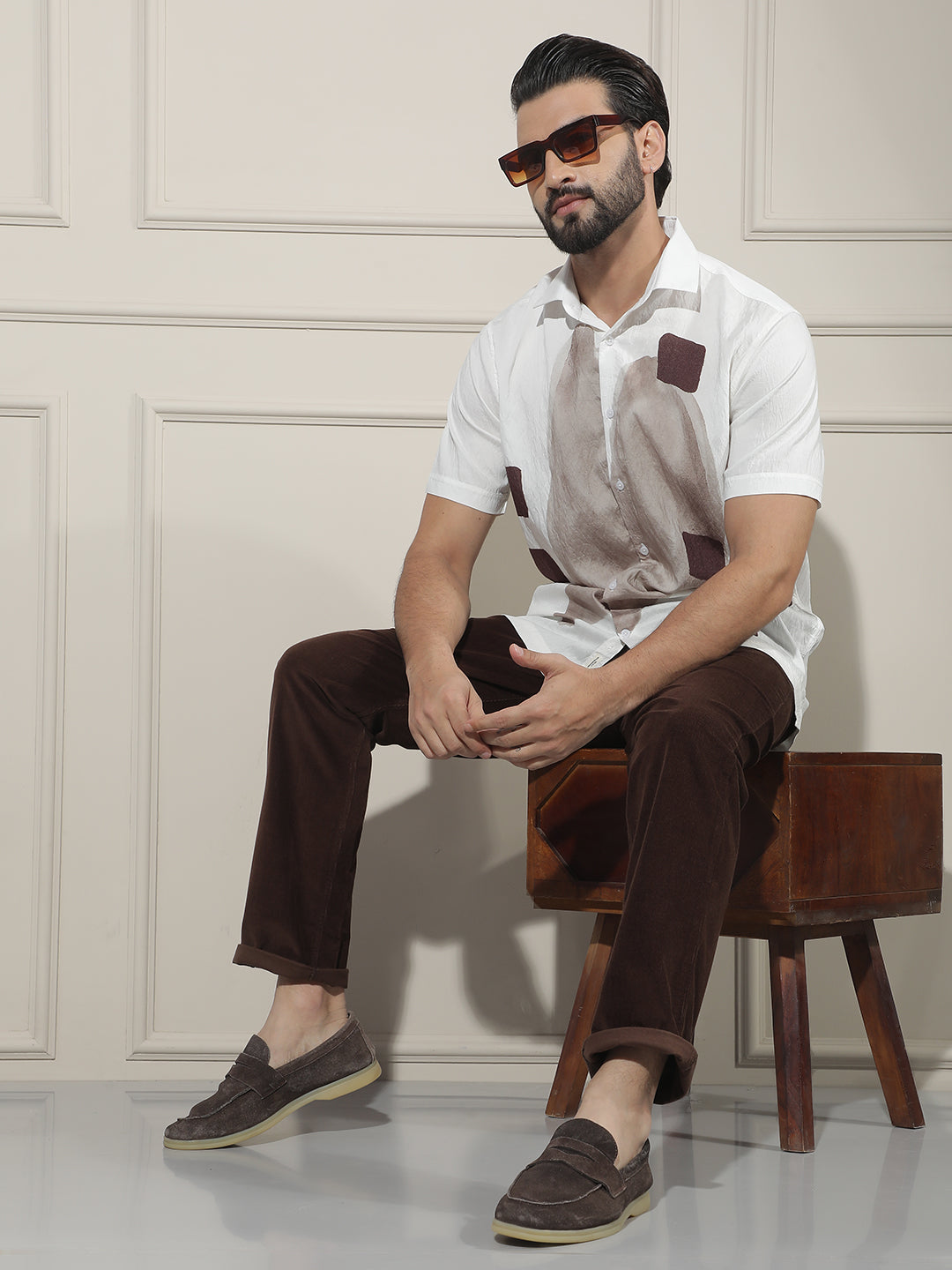 Luxe Hazelwood Brown Printed Shirt