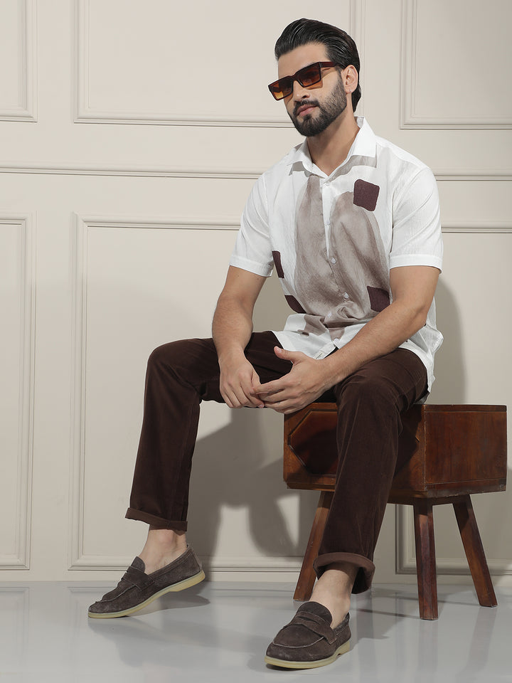 Luxe Hazelwood Brown Printed Shirt