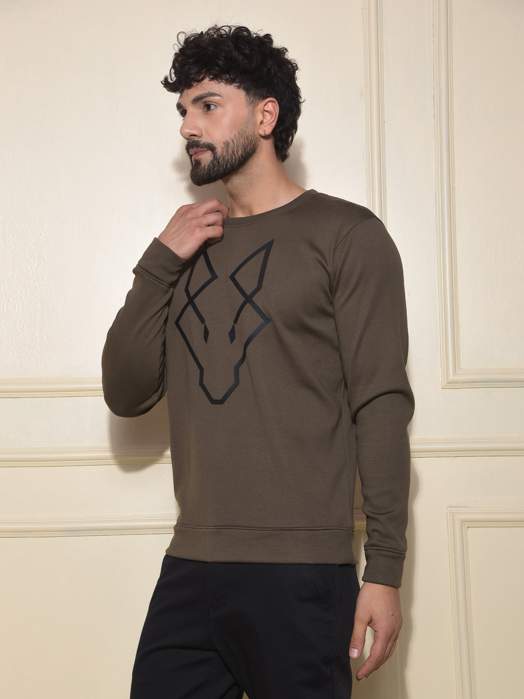 Olive Graphic Print Sweatshirt