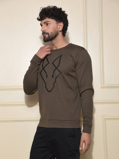 Olive Graphic Print Sweatshirt