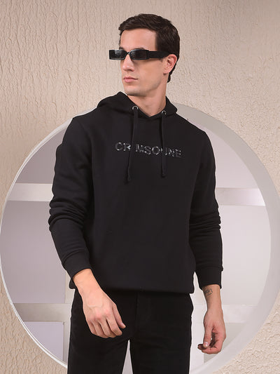 Black Embellished Hooded Neck Sweatshirt