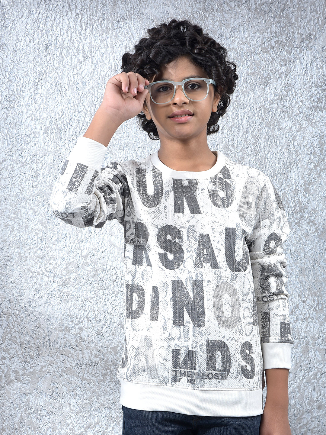 Cream Typographic Print Sweatshirt
