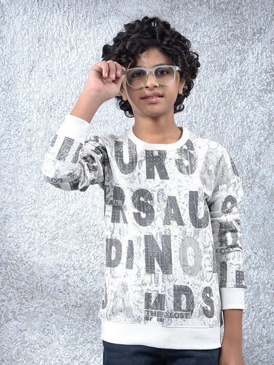 Cream Typographic Print Sweatshirt