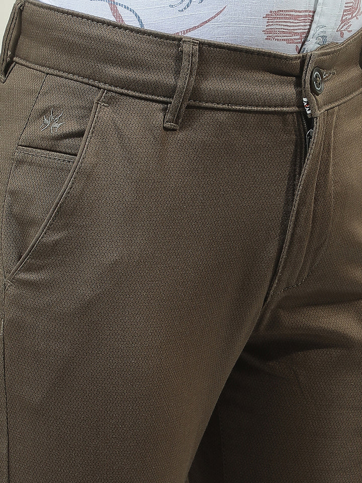 Brown Cotton Stretchable Trousers