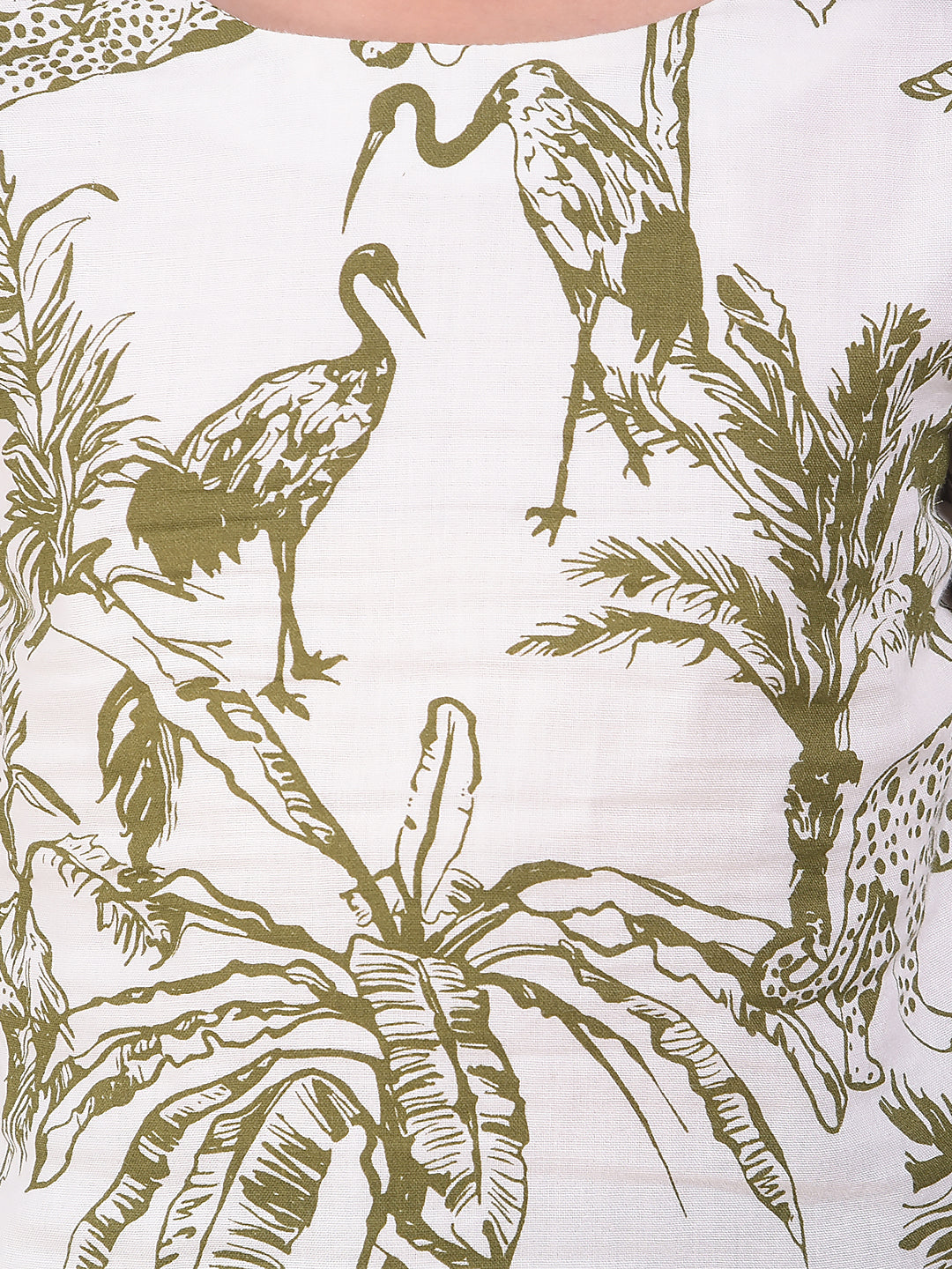 Olive Printed 100% Cotton Top