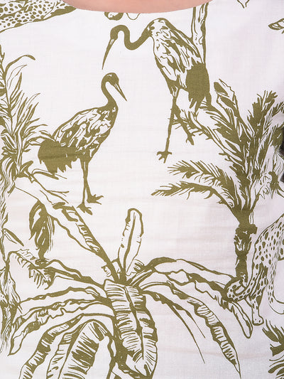 Olive Printed 100% Cotton Top