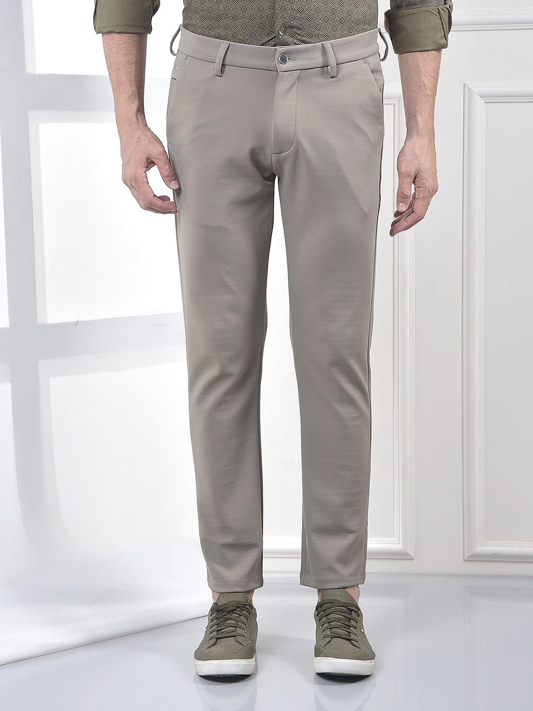 Lush Brown Textured Trousers