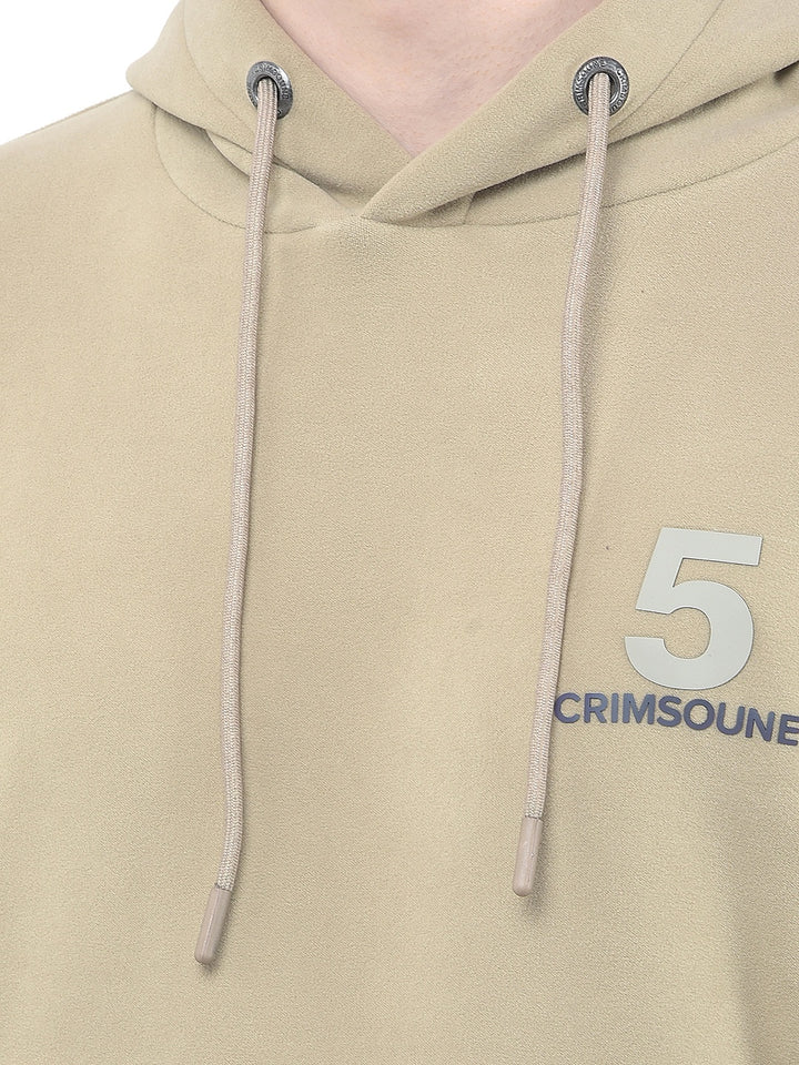 Beige Graphic Print Hooded Neck Sweatshirt