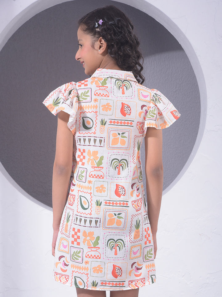 Multi Color Graphic Print Sleeveless Mini Shirt Dress