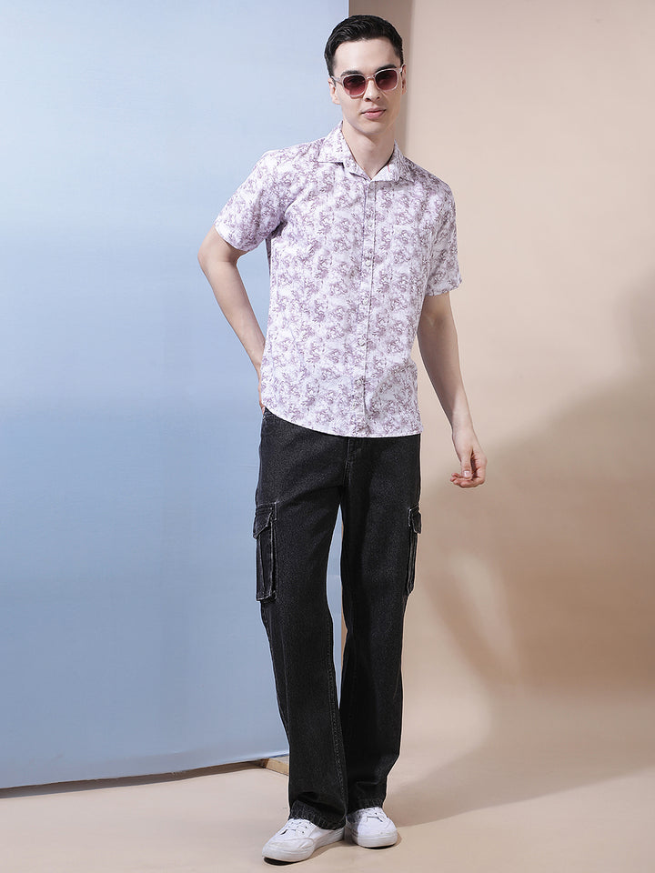 Purple Floral Print Shirt