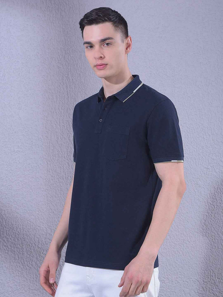 Navy Blue Polo Neck T-Shirt