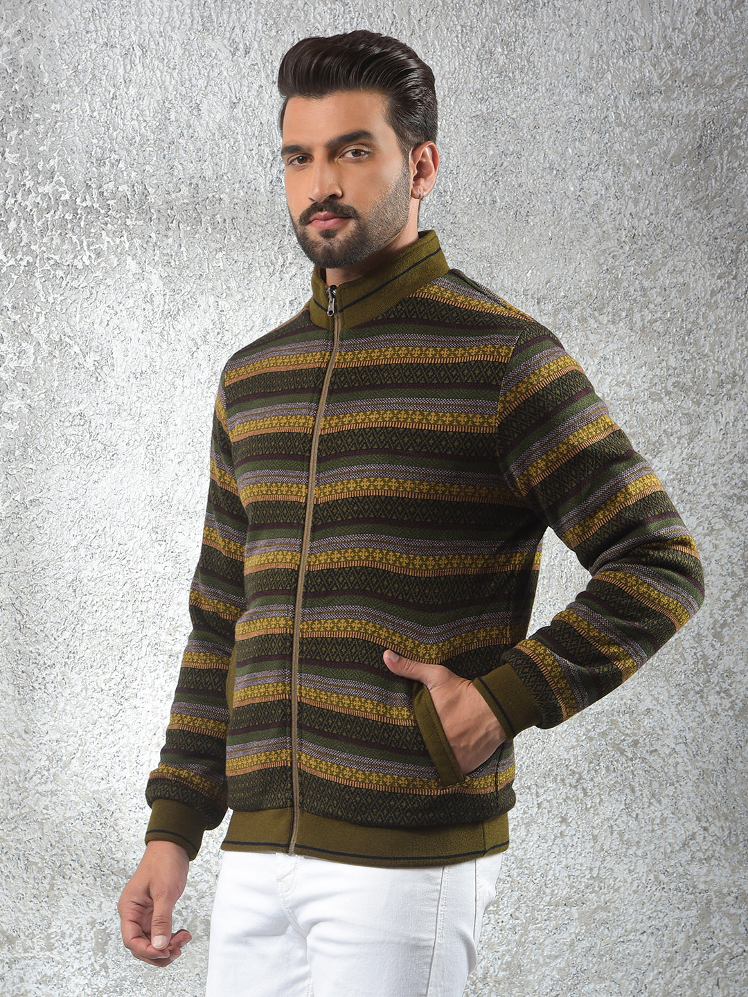 Green Jacquard Reversible Jacket