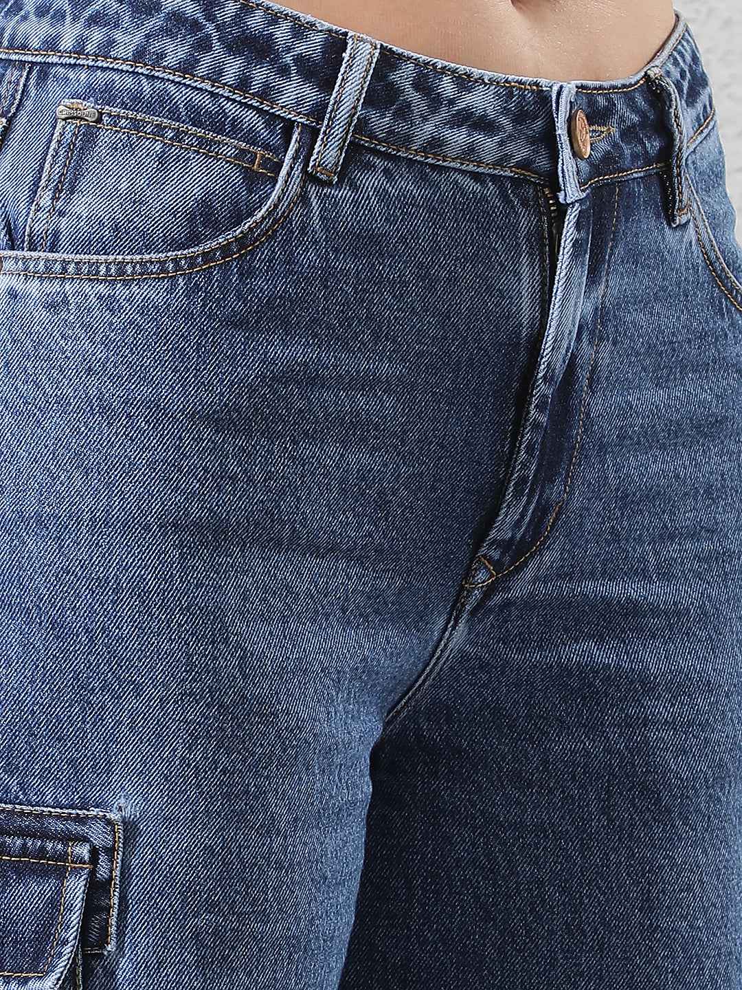 Blue 100% Cotton Cargo Jeans