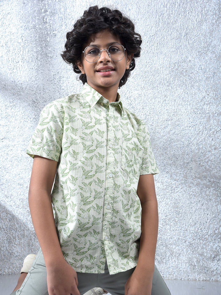 Modern Edge Green Floral Print Shirt