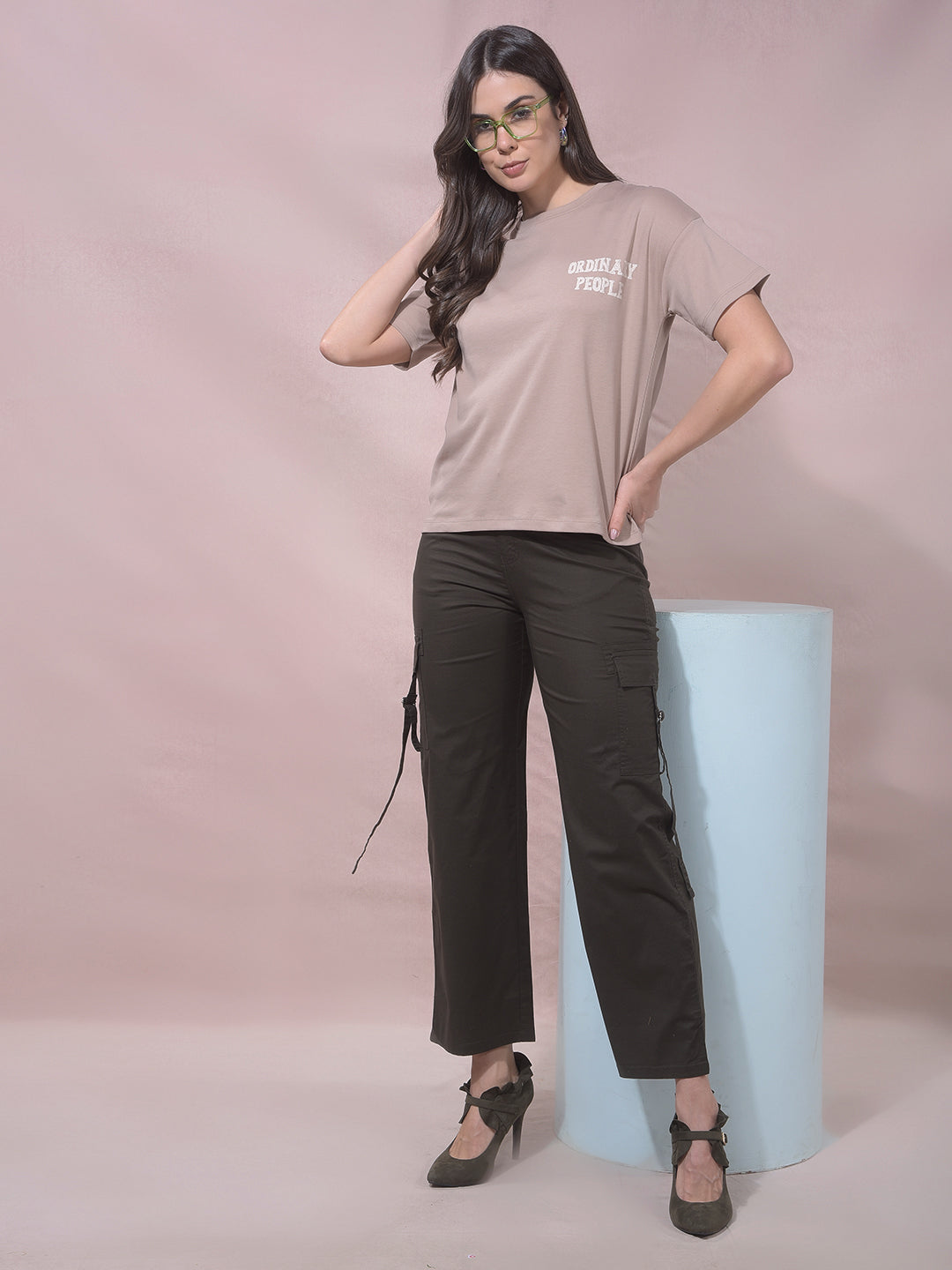 Beige Graphic Print T-Shirt