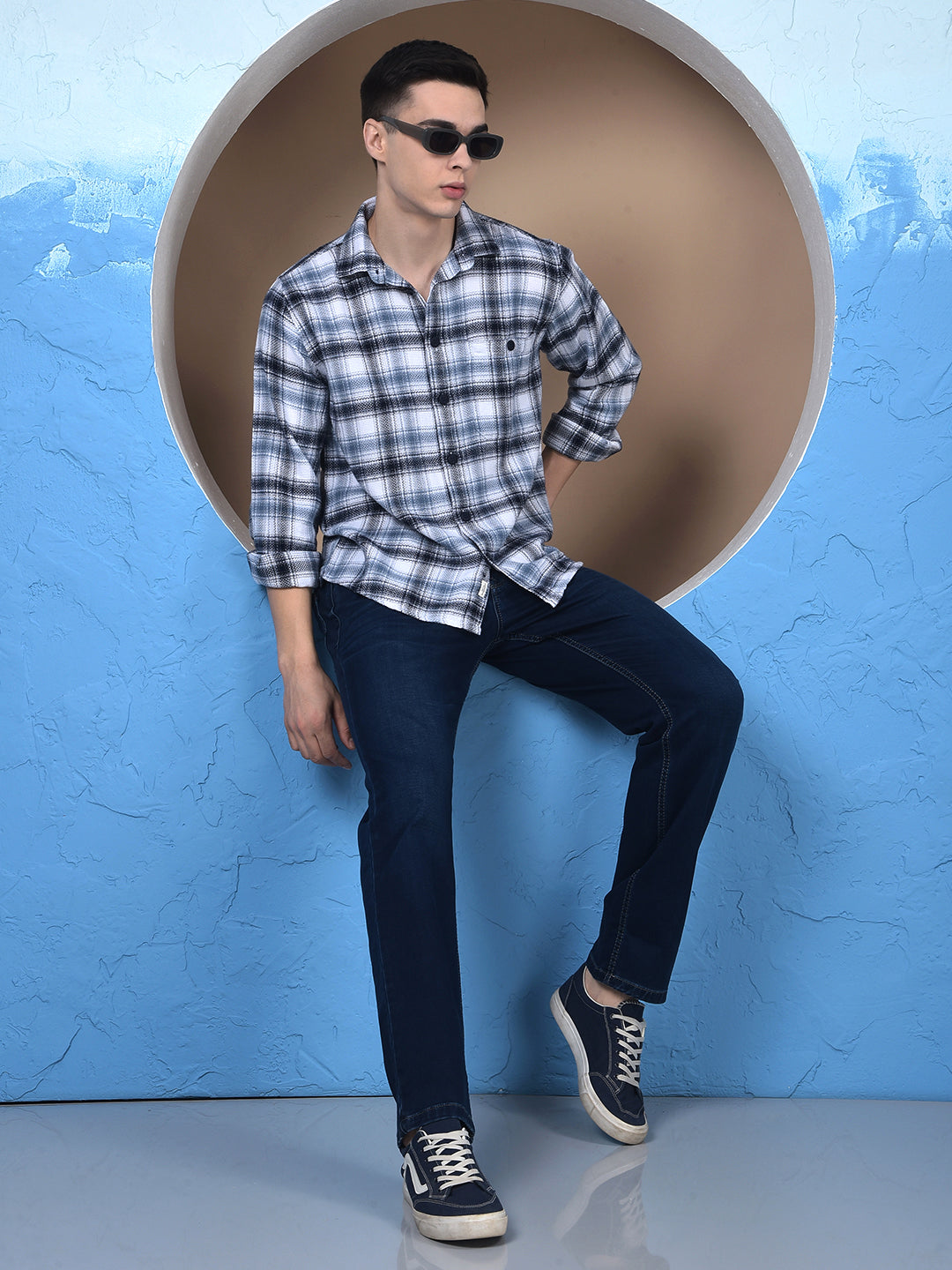 Blue Checked 100% Cotton Shirt