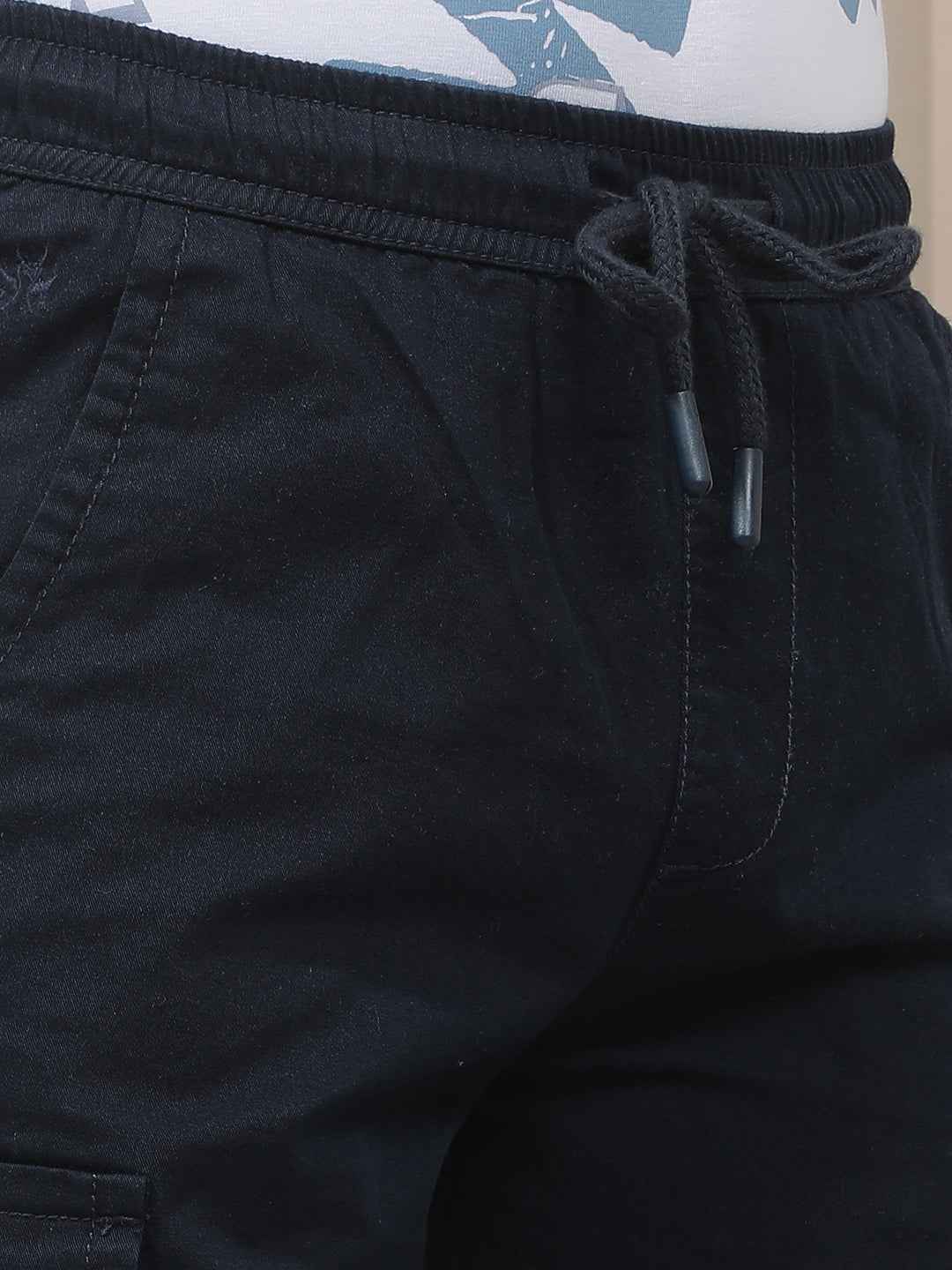 Navy Blue 100% Cotton Cargo Trousers
