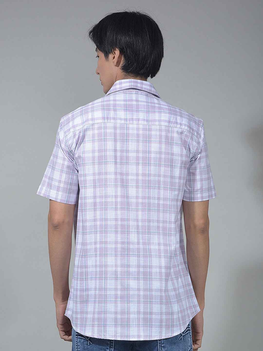 Purple Checked 100% Cotton Shirt