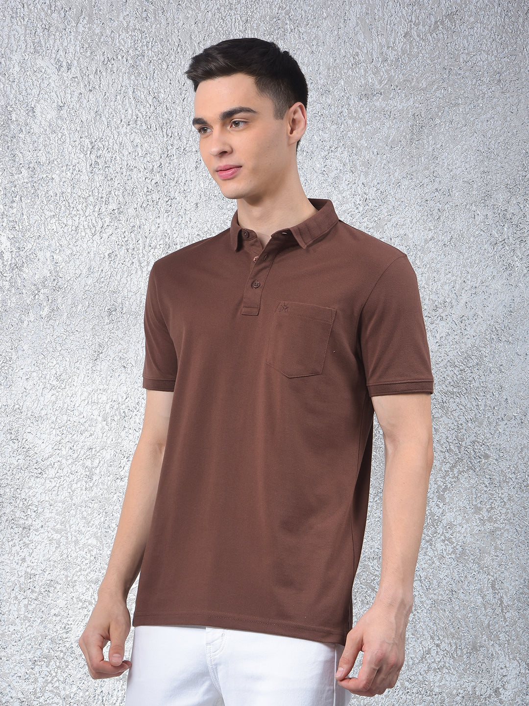 Brown Polo Neck T-Shirt