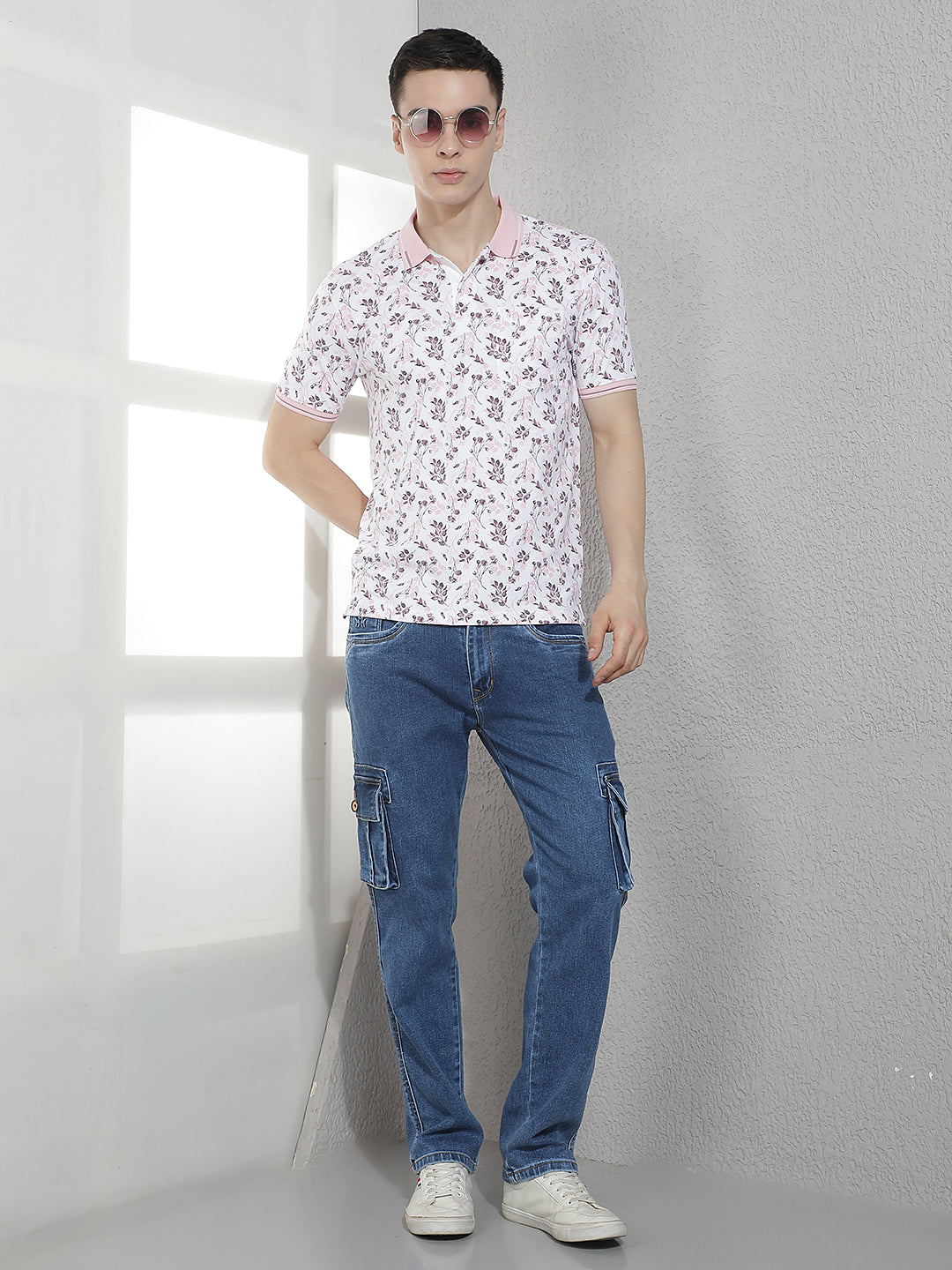 Trendy Medium Blue Cargo Jeans