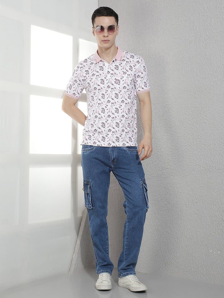 Trendy Medium Blue Cargo Jeans