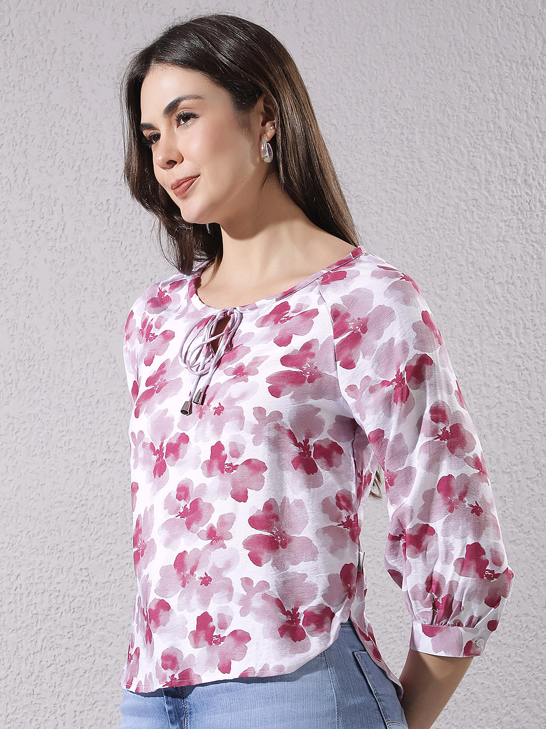 Red Floral Print Top