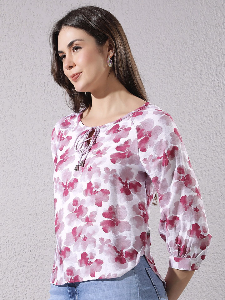 Red Floral Print Top