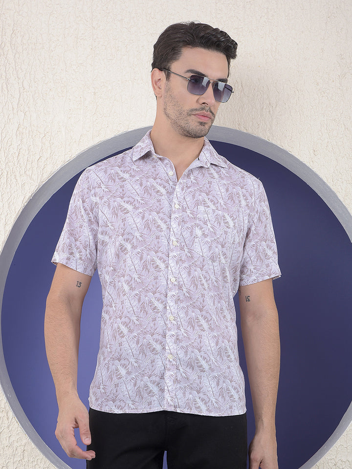 Lilac Breeze Purple Printed Linen Shirt