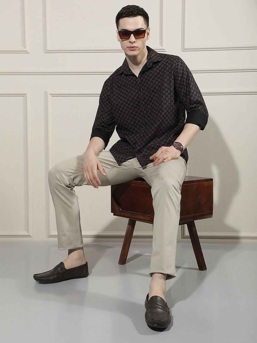 Classic Beige Dobby Trousers
