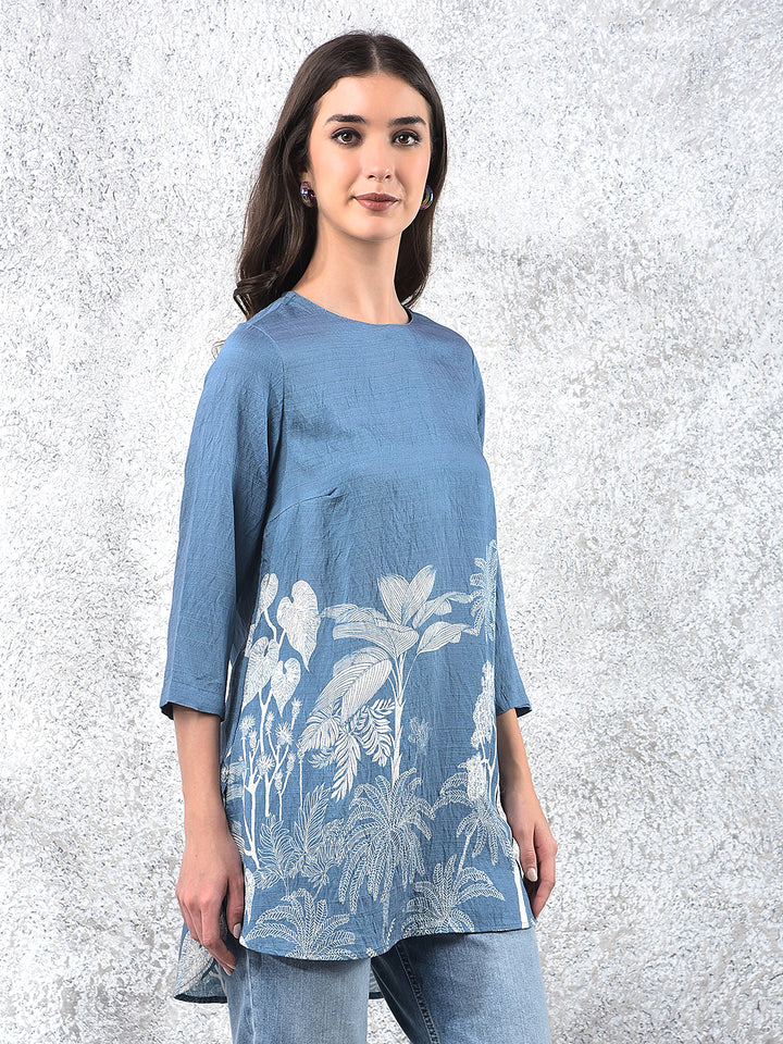 Blue Floral Print Top