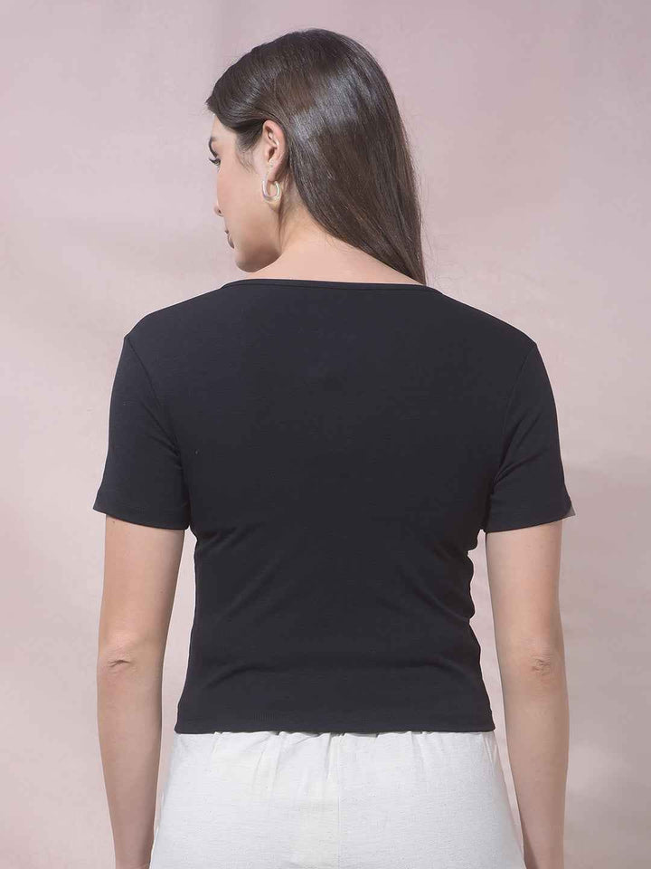 Black Modal Cropped T-Shirt