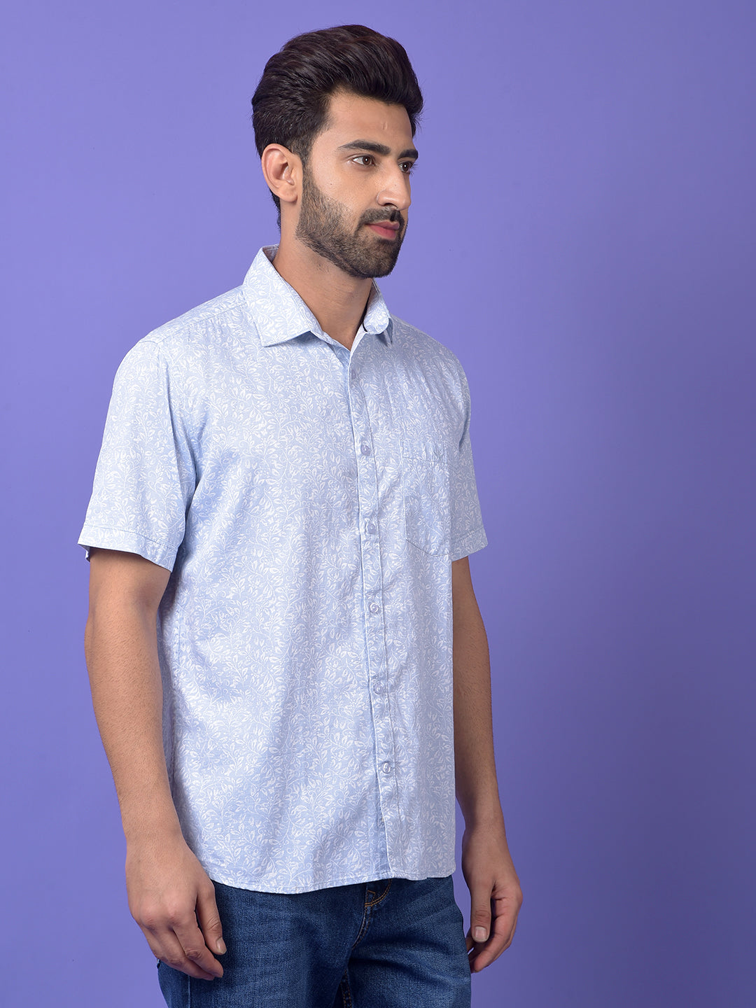 Blue Floral Print Shirt