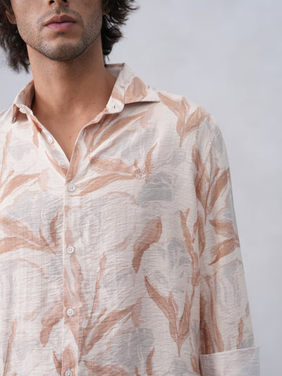 Peach Floral Print Shirt