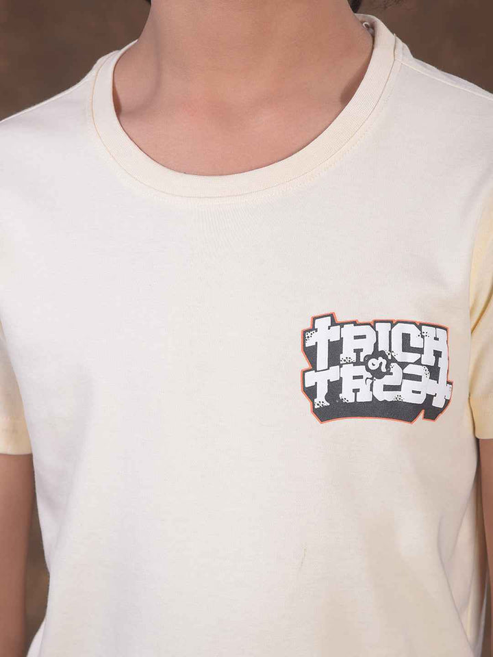 Cream Graphic Print T-Shirt