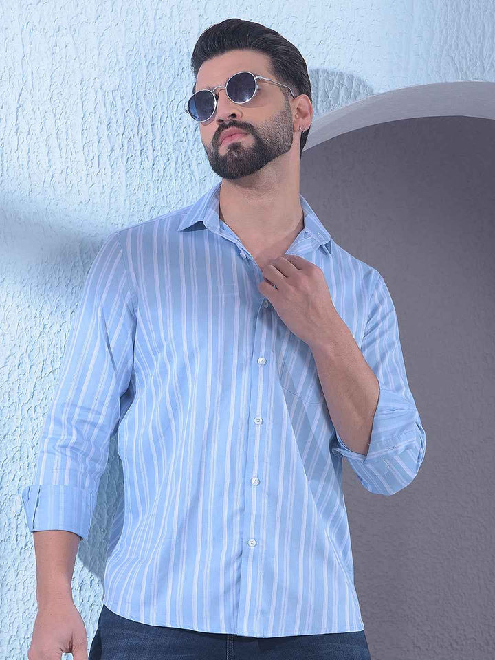 Blue Vertical Stripes Shirt