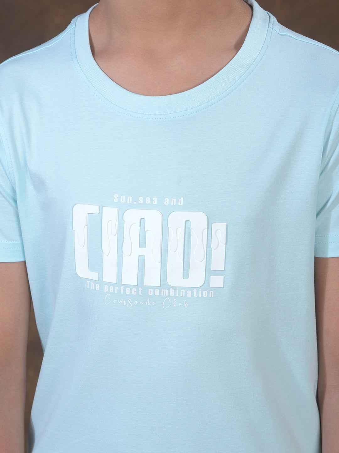 Blue Typographic Print T-Shirt