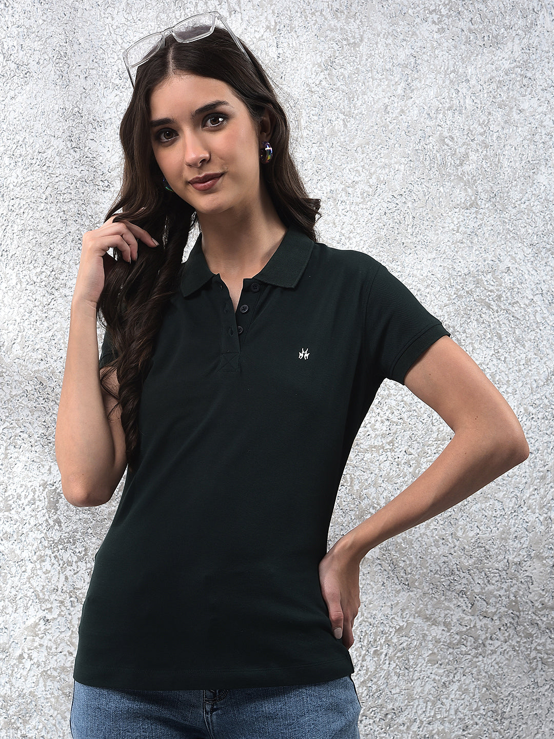 Green Cotton T-Shirt-Women T-shirts-Crimsoune Club