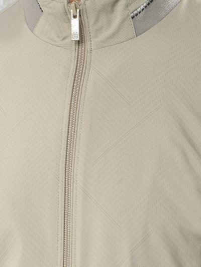 Beige Printed Puffer Jacket